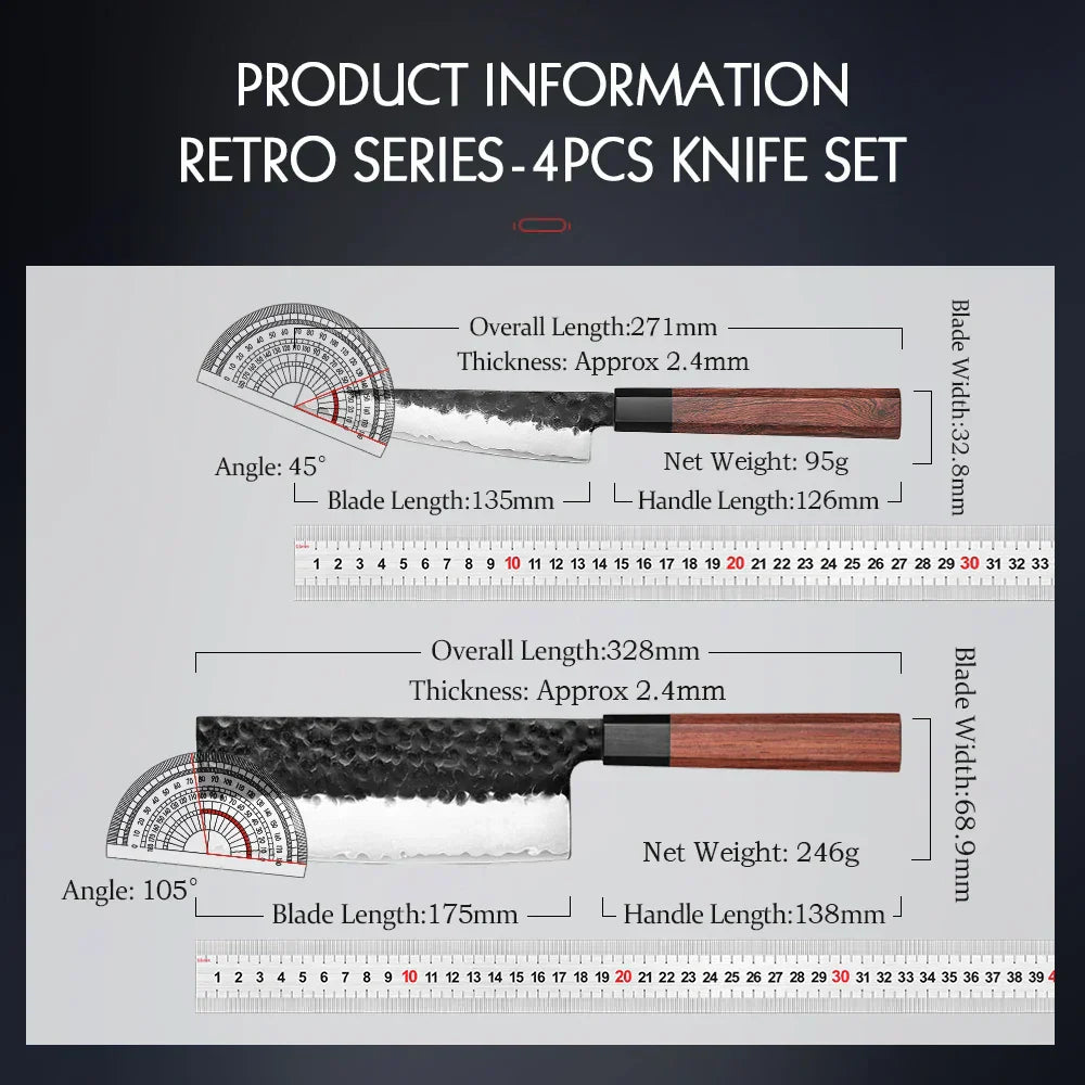 HEZHEN 1PC-5PC Set di coltelli da cucina Chef Utility Acciaio inossidabile 3 strati Acciaio composito Santoku Nakiri Accessori da cucina
