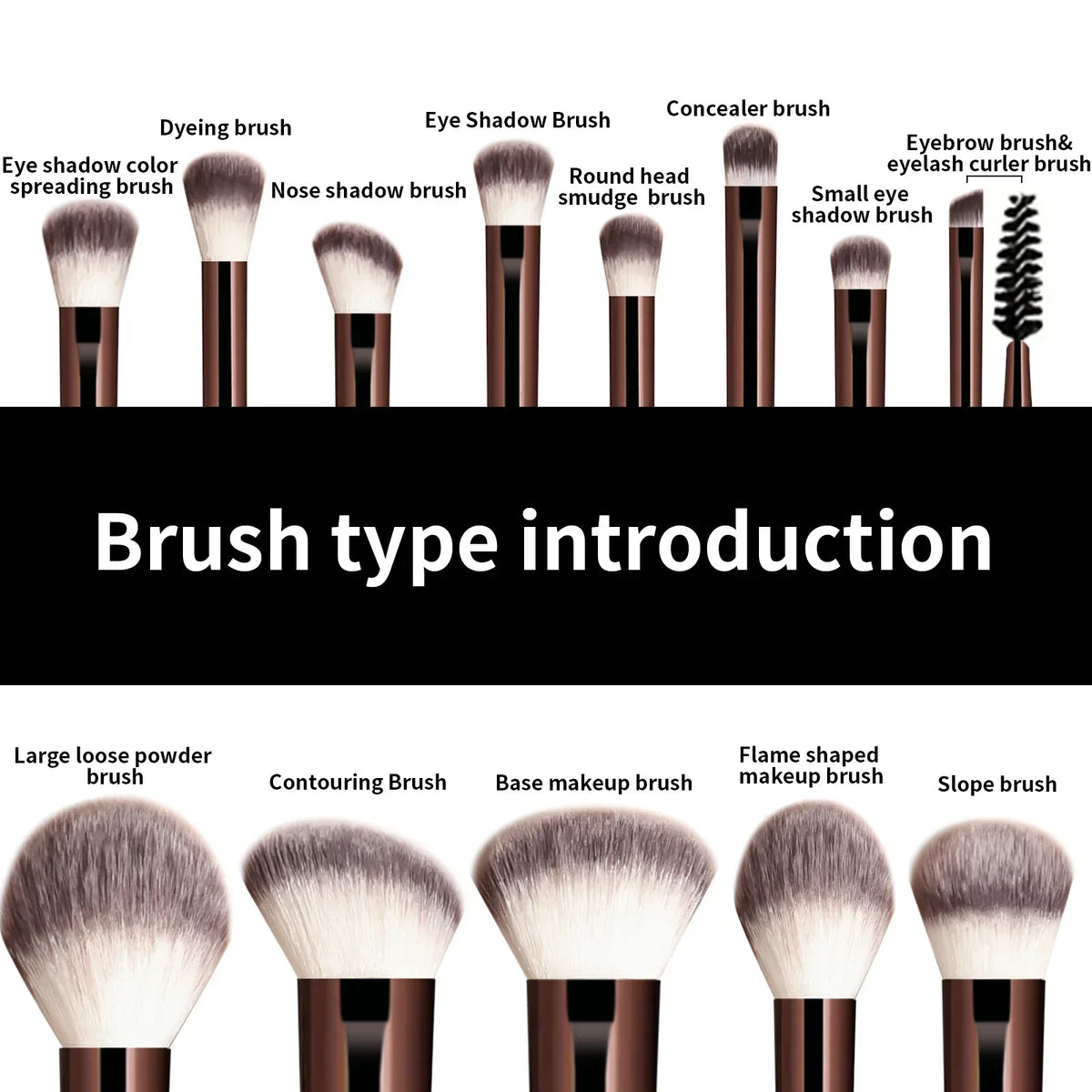 13PCS Makeup Brush Set Foundation Concealer Powder Eyeshadow Blush Brush Kabuki Blending Cosmetic Beauty Tool for Face