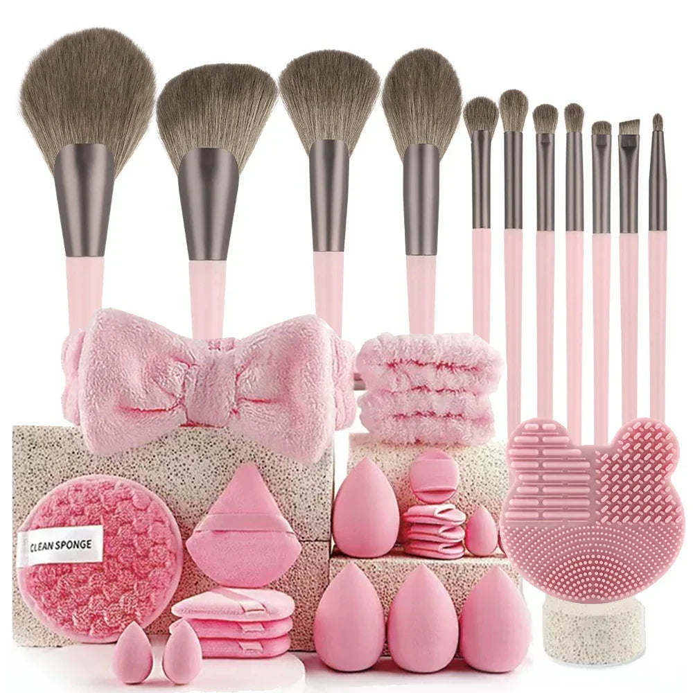 13/33pcs Professional Makeup Brush Set with Accessories for Combination Skin- Featuring Soft Brushes，Suitable for Beginners